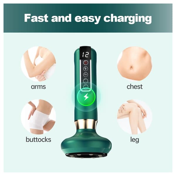 Handhållen trådlös laddningsbar massageapparat, vibrationsbaserad kroppsformning, grön