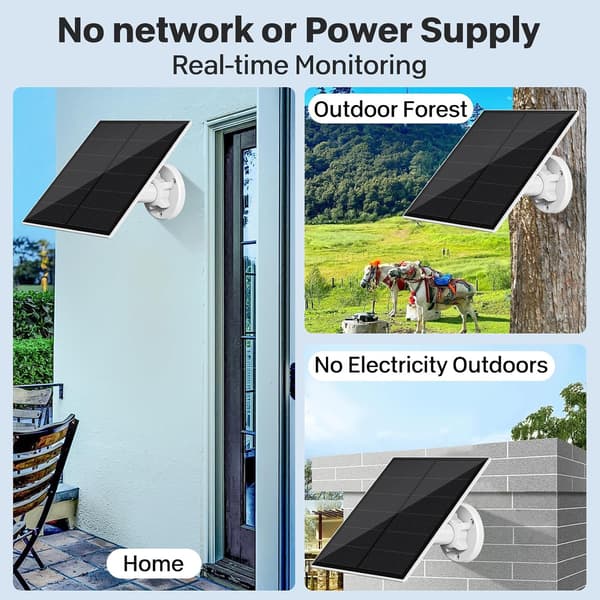 5W Ring solpanel – Laddare för utomhussäkerhetskamera med justerbart fäste – Monokristallint kisel, IP65 vattentät Ring-solladdare (Vit/Svart)
