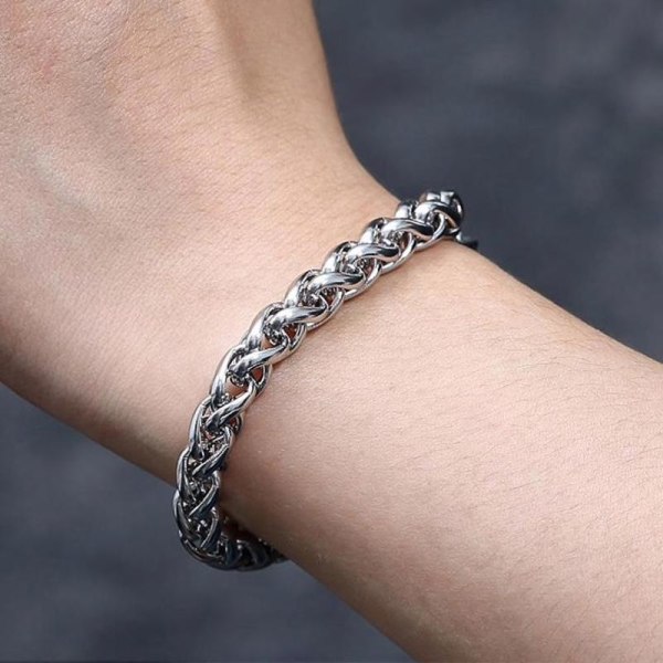 Armband -Wheat link rostfritt stål 25cm x 9 mm Metall utseende