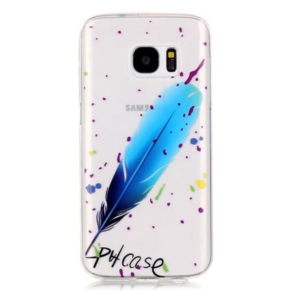 Samsung Galaxy S7 skal mjukt TPU - Blå fjäder Transparent