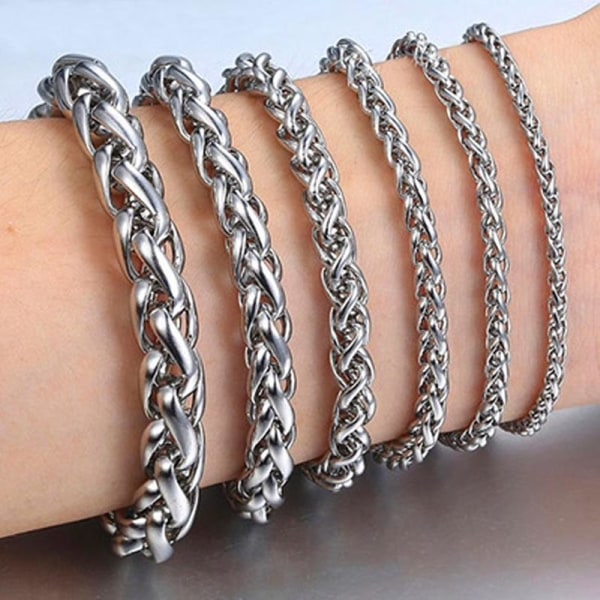 Armband -Wheat link rostfritt stål 25cm x 9 mm Metall utseende