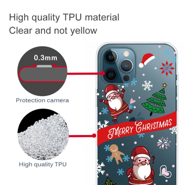 iPhone 13 pro skal silikon transparent med  julmönster Transparent