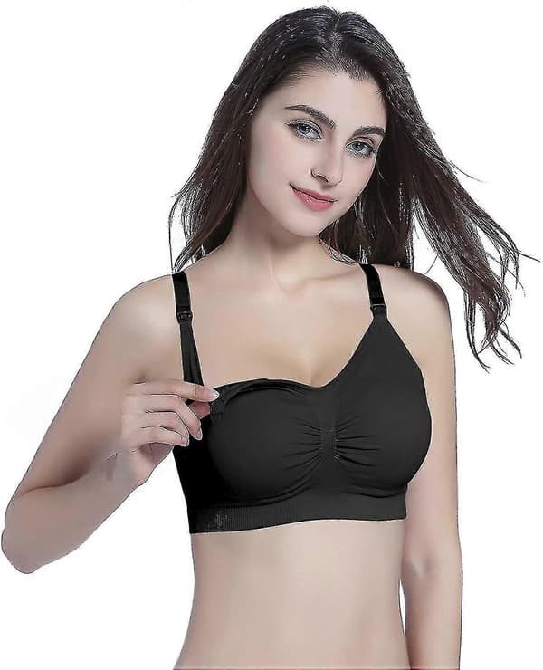 2-pack amningsbehå trådlös behå dam - Grå+Svart-Xl