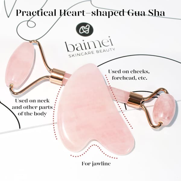 Gua Sha och ansiktsrulle, rullande rosenkvarts Gua Sha-sten
