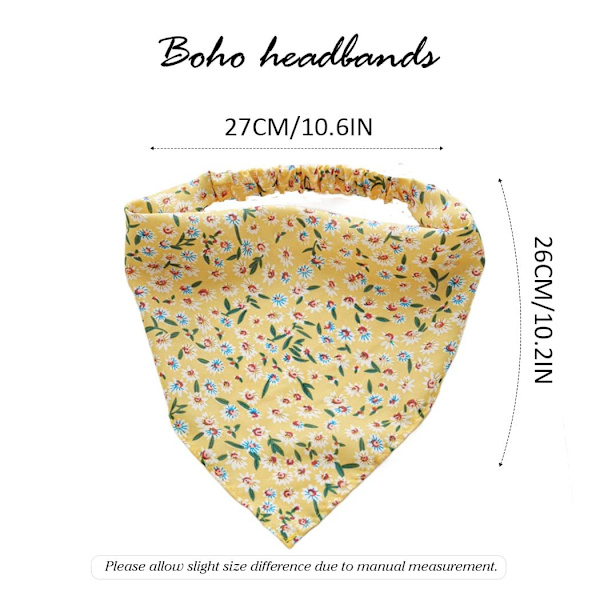 3 stk. Blomsterhovedtørklæde Hovedbånd Chiffon Elastisk Hovedtørklæde