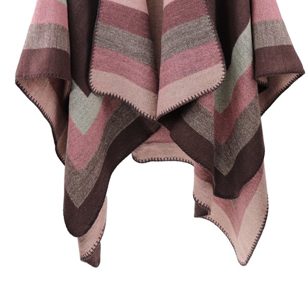 Vändbar, oversized poncho Cape, varm sjal omlott, öppen front och printed filtkoftor för kvinnor coffee