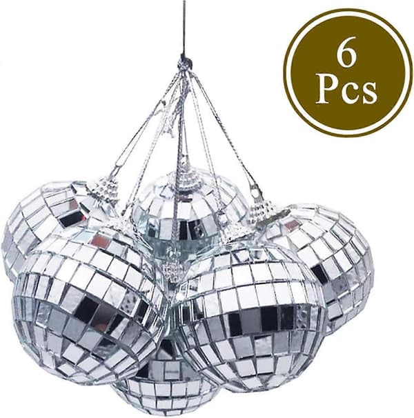 Julepynt Kugle Julepynt - 6 Stykker Guld Sølv Julepynt Kugle Mini Disco Spejlkugle Juletræ Kage Dekoration