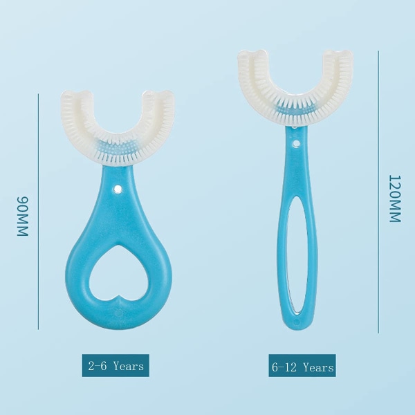 2 sett U-formet helmunn tannbørste for barn 12,5 cm/9,5 cm