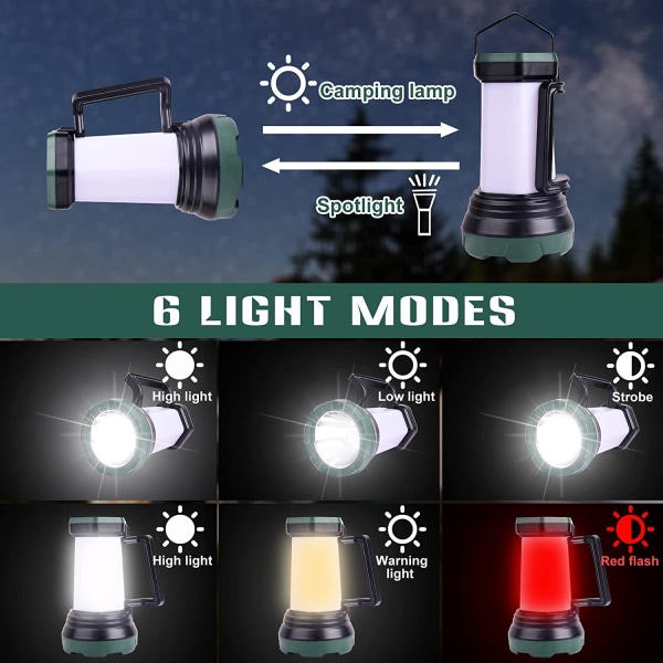 Genopladelig projektør, håndholdt lommelygte 6000 lumen 6 tilstande