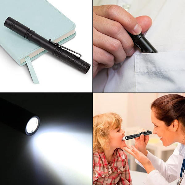 2 stk. LED-pennelys, lommelygter taktisk pennelys med penneklips, aluminium små AAA mini lommelygter, lommelygte til inspektionsarbejde reparation