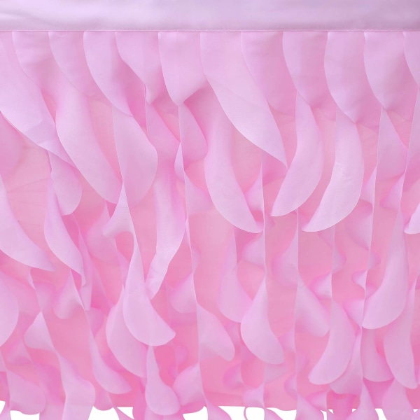 Hängande tyll bordskjol Tutu bordskläder för födelsedagsbröllopsfester, sängdekor rosa 77 H x L 275 cm