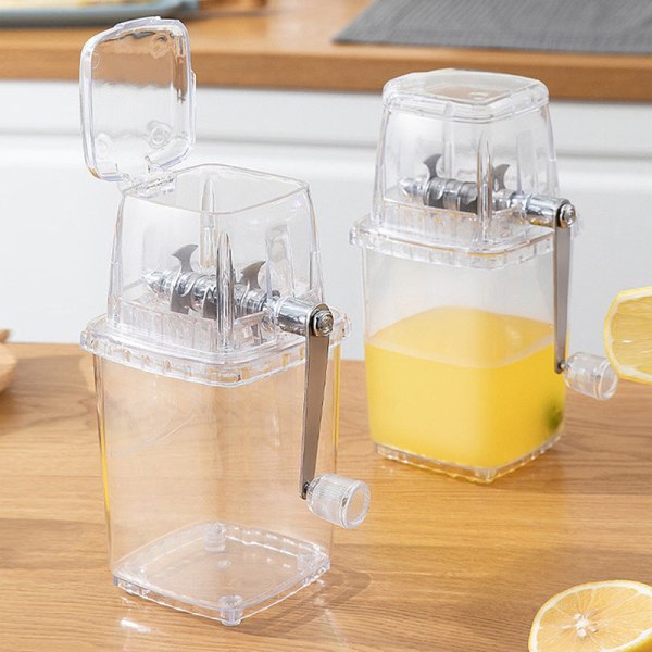 Manuell isknuser - Rotasjonsisknuser for cocktails, slush-maskin, isbitknuser, knust smoothie, isknusermaskin for hjemmet, 1,25 l (gjennomsiktig)