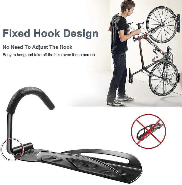 Set med 4 vertikala väggcykelställ, garagevägghängare, cykelväggfäste, stål