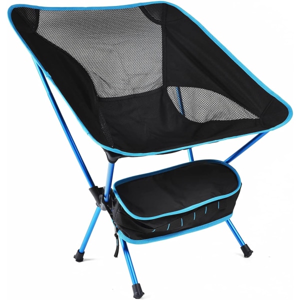 Bærbar sammenleggbar campingstol, kompakt sammenleggbar ryggsekkstol Strandstol med bæreveske for utendørs fotturer Fiskepiknik (Lake Blue)
