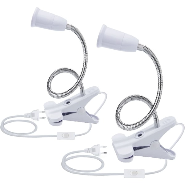 2-pack LED-bordslampfot E27 klämfäste glödlampsuttag med strömbrytare