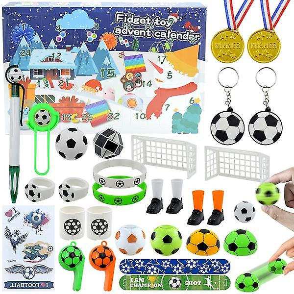 Julegave Fodbold Adventskalender til Drenge Piger Verdens Fodboldgaver Børnelegetøj - Fodbold Julegaver til Fodboldfans
