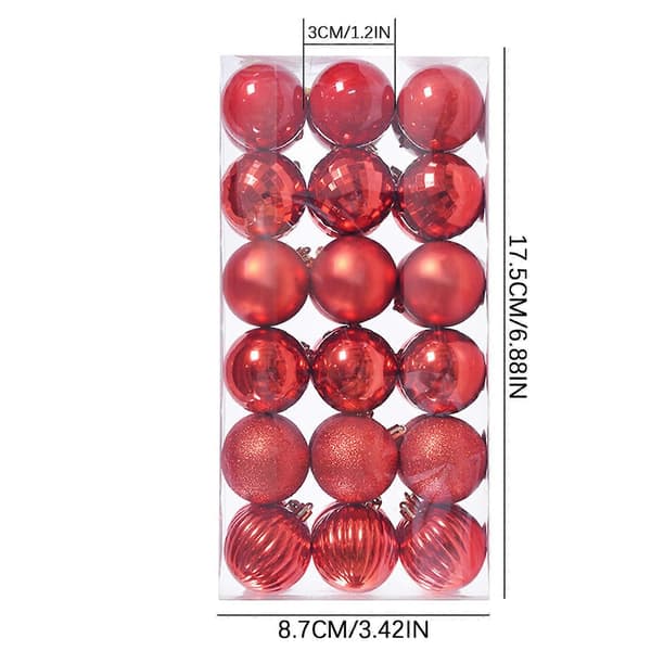 36 stk. Julekule Juletre Pynt Hjemmefest Dekor 3CM Red
