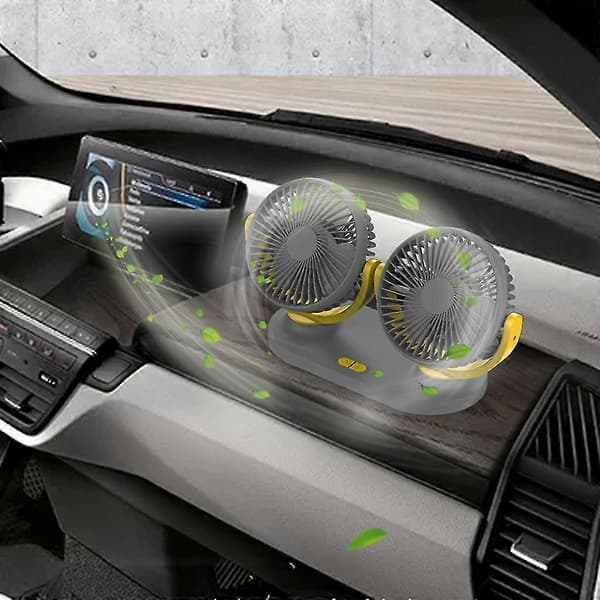 5v USB-vifte 360° roterbar dobbelthode 3 hastigheter justerbar dashbord bilvifte