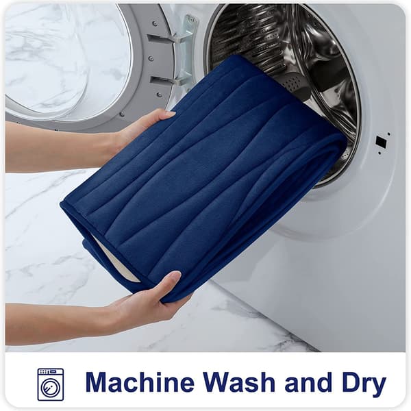 Memory Foam Bademåtte, Ekstra Blød Skridsikker, 40 x 60 cm, Navy Blå