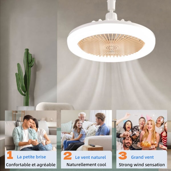 Takfläkt med Lampa, Tyst, Dimbar E27 LED-lampa, 3 Hastigheter, Timer (Grå) [Energiklass A]