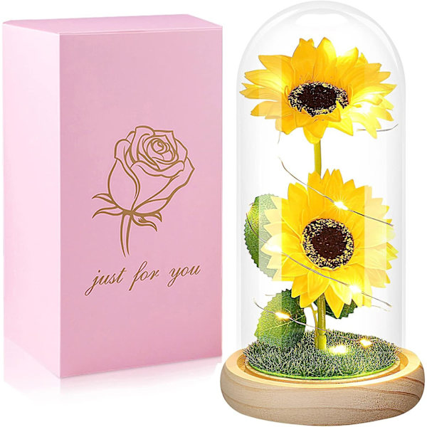 Gåvor till kvinnor - Galaxy Flower Present till mors dag, evig blomma med LED i glaskupol, present till mamma mormor, unik gåva till mors dag