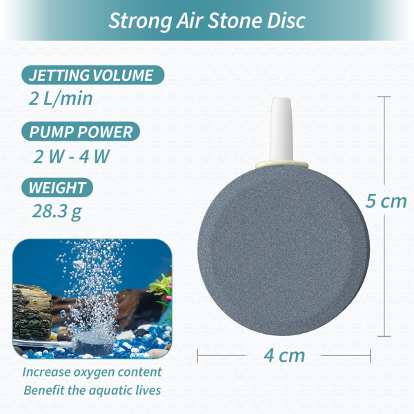 Akvarium 4 CM luftestein skive boble diffusor utgivelsesverktøy for luftkompressorer fiske tanker bøtter små dammer og DWC reservoarer, 4 pakke