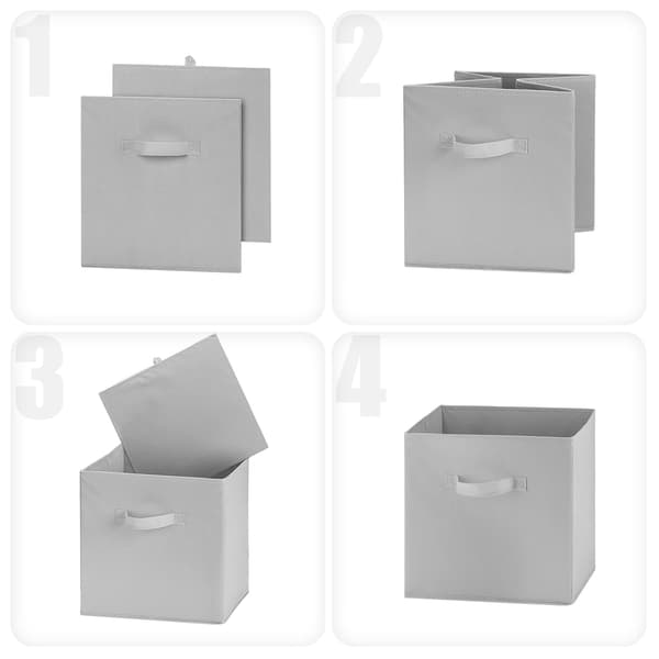 Store bokser 33 x 33 x 33 cm, sett med 6 sammenleggbare oppbevaringsbokser