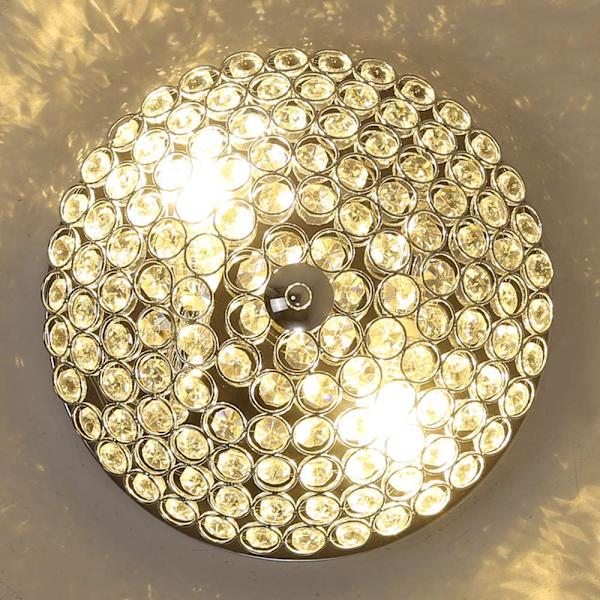 LED-kronkristall taklampa, modern taklampa med elegant design, bredd 30 x höjd 12 cm, 2 lamphållare, glödlampa ingår ej