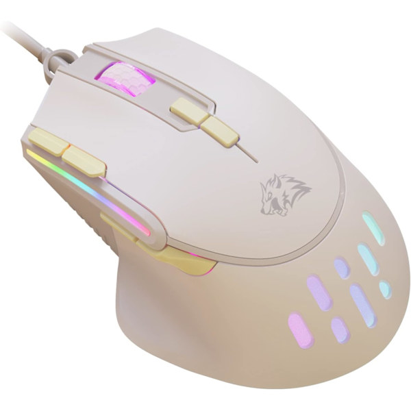 M2 RGB Trådbunden Spelmus, Dator PC Spelmöss USB Esports Mus RGB Bakgrundsbelysning, Justerbar 12800 DPI, 9 Programmerbar Knapp, Ergonomisk Ultralätt yellow