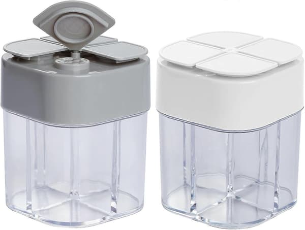 2 stk. 4 i 1 Krydderibeholder Salt & Peber Shaker Krydderi Shaker