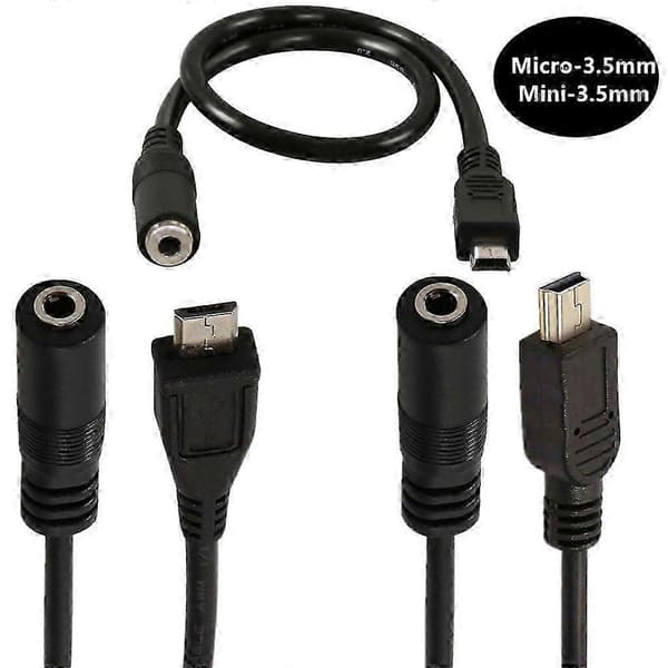 Micros USB 5P Adapterkabel 3,5 mm Hunn Lydkabelledning for Clip Mikrofoner