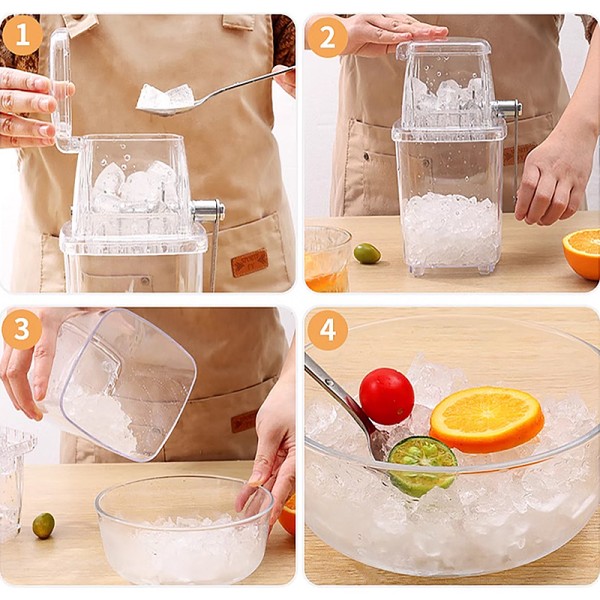 Manuell isknuser - Rotasjonsisknuser for cocktails, slush-maskin, isbitknuser, knust smoothie, isknusermaskin for hjemmet, 1,25 l (gjennomsiktig)