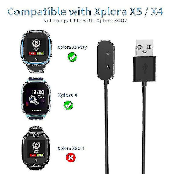 Usb-ladekabel for barnklokke Xplora X5 Play X5 X4 black
