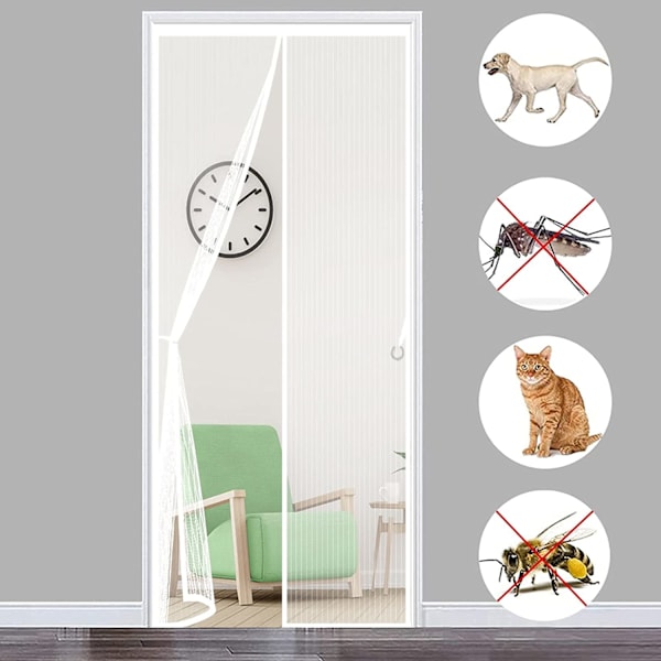 Myggenet Magnetisk Dør 120x210 cm (47x83 in), Hvid