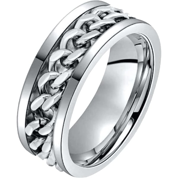 Rotation Chain Promise Ringe til Damer Mænd - Størrelse 9 (sølv)