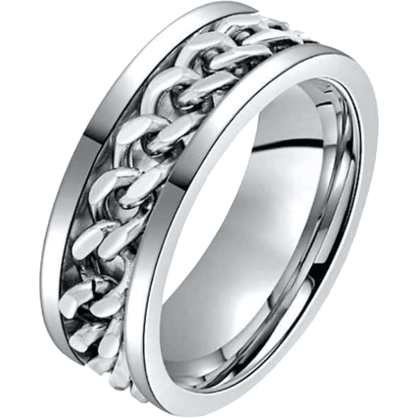 Rotation Chain Promise Rings for Women Men - Størrelse 9 (sølv)