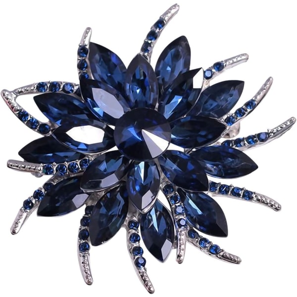 Blomma broschnål för kvinnor brudar skapade blå kristall brosch, kristaller, kristall