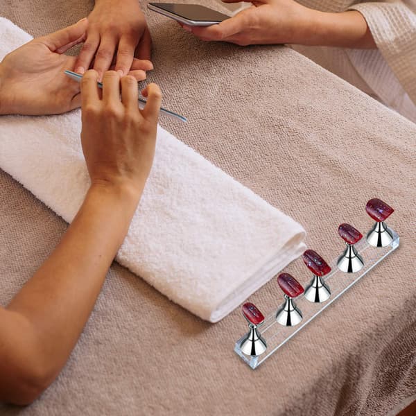 4 set magnetiska nagelhållare i akryl för nagelövning (silver)