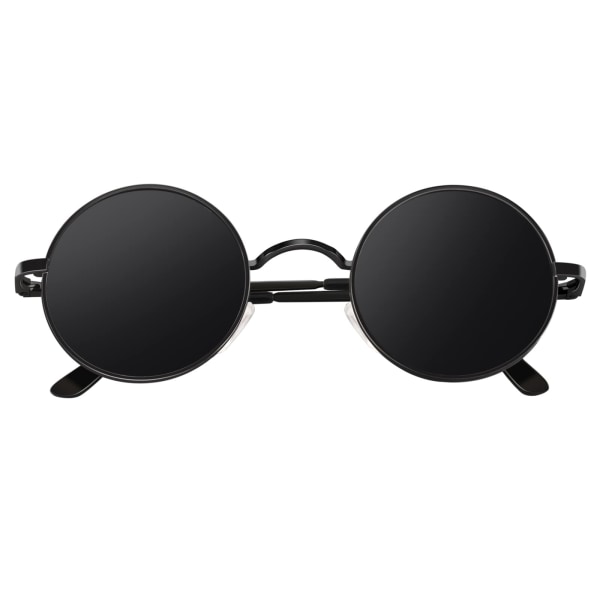 Retro runde solbriller Vintage Style Lennon-inspirerte metallsirkel polariserte solbriller for kvinner og menn