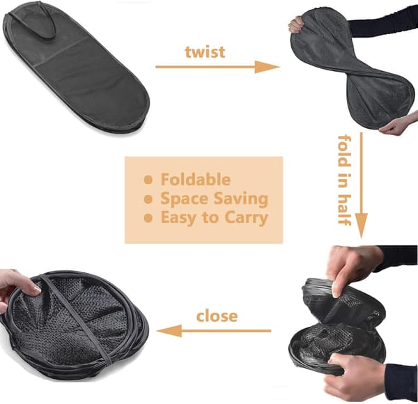 Vikbar Tvättkorg i Mesh (2-pack), Perfekt för Badrum (Svart)