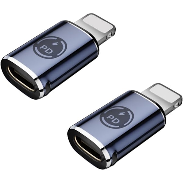 USB C til light-ning adapter, [2 Pack] Type C Hun til light-ning Han Adapter, understøtter 27W PD, Type C opladning Understøtter dataoverførsel