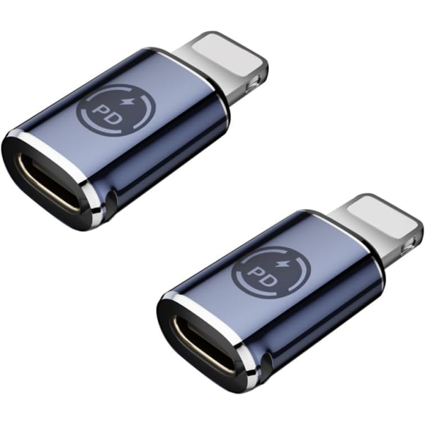 USB C till light-ning-adapter, [2-pack] Typ C hona till light-ning-hane-adapter, stöder 27W PD, typ C-laddning Support Dataöverföring