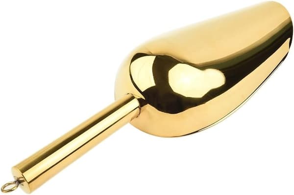 Fin Isskuffe, rustfritt stålskuffe for godteri, isbiter, mel, sklisikkert ergonomisk håndtak, solid og holdbar (gull)