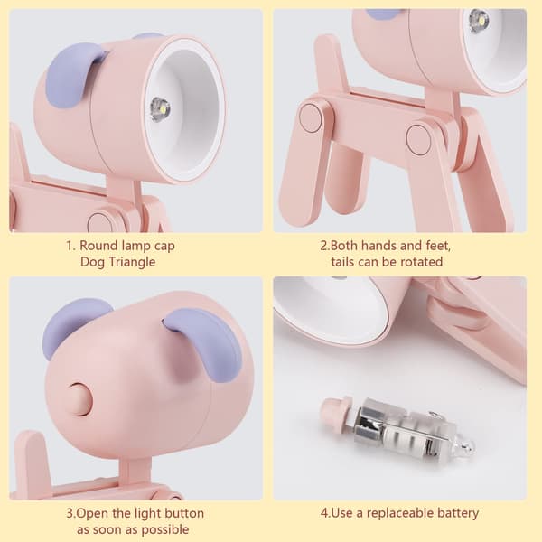 4 stk. Mini LED-nattlys, justerbar skrivebordslampe med knappecelle