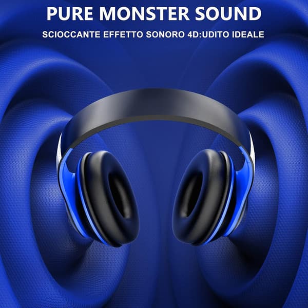 Bluetooth-hovedtelefoner over ear, med HD-mikrofon, FM, Tf til pc black blue