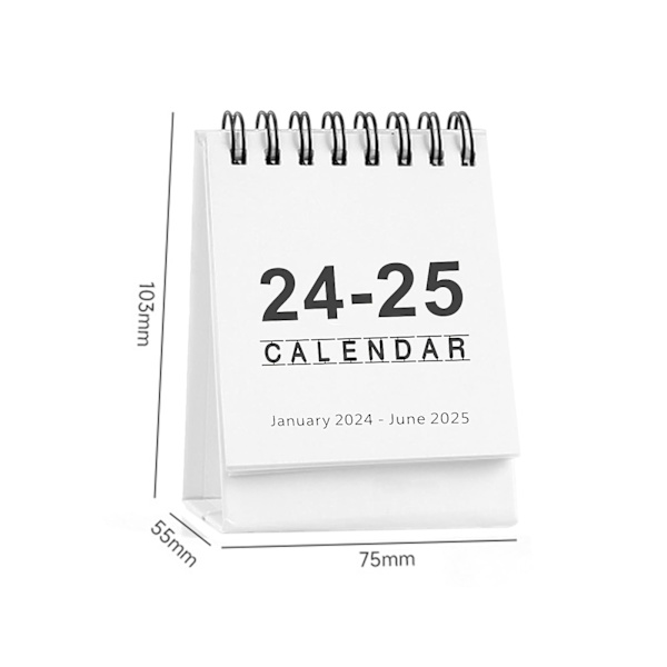 Kalender 2024/25 - Lille skrivebordskalender 2024 2025 Mini skrivebordskalender 18 månedskalender fra januar 2024 til juni 2025, 10,5x7,5cm