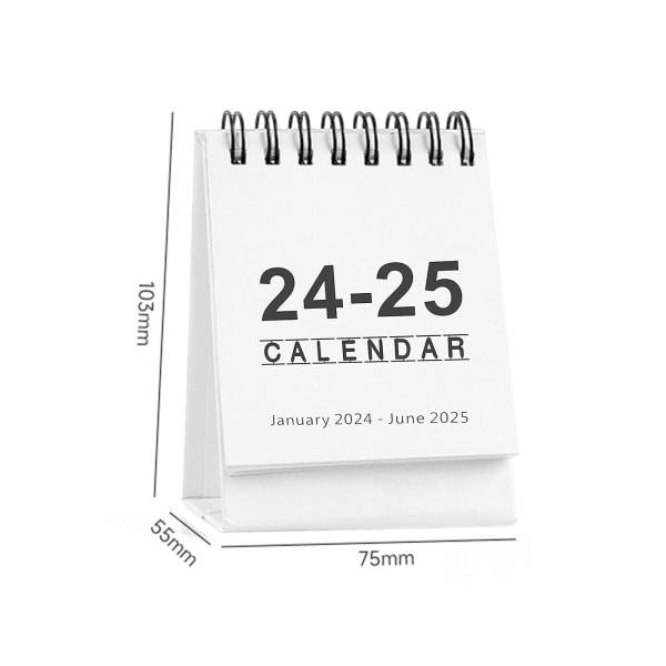Kalender 2024/25 - Small Desk Calendar 2024 2025 Mini Desktop Calendar 18 Månedlig kalender fra januar 2024 til juni 2025, 10,5 x 7,5 cm