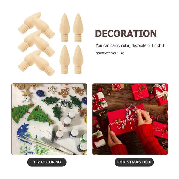 Julepynt Ubehandlet Tre Juledekor for 40 stk DIY Håndverk