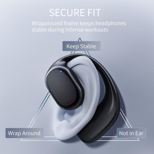 Åbne øre-hovedtelefoner Trådløse Bluetooth 5.3-hovedtelefoner med digitalt display-opladningsetui, vandtætte luftlednings-øretelefoner HiFi-stereolyd