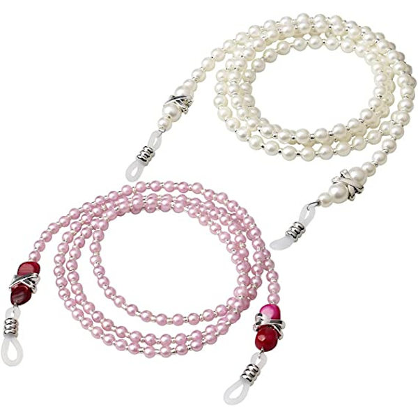 2PCS Eyeglass Chains Holders Beaded Glasses Cord